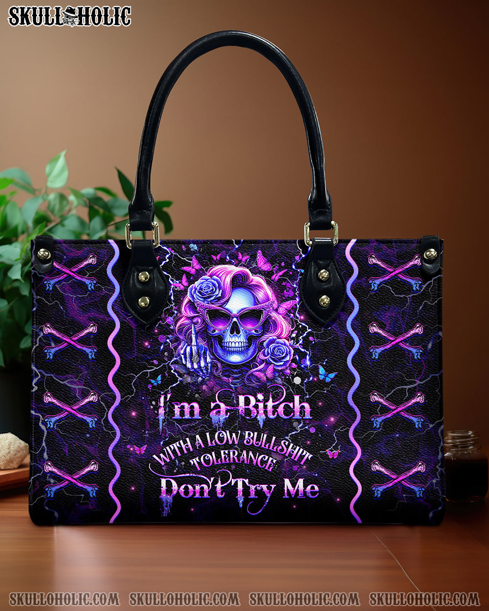 I'M A B DON'T TRY ME LEATHER HANDBAG - YHHG1907243