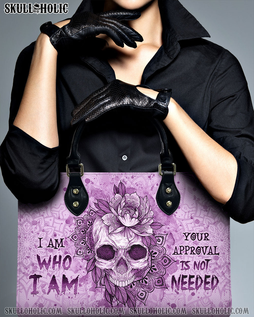 I AM WHO I AM SKULL LEATHER HANDBAG - YHHG1408244