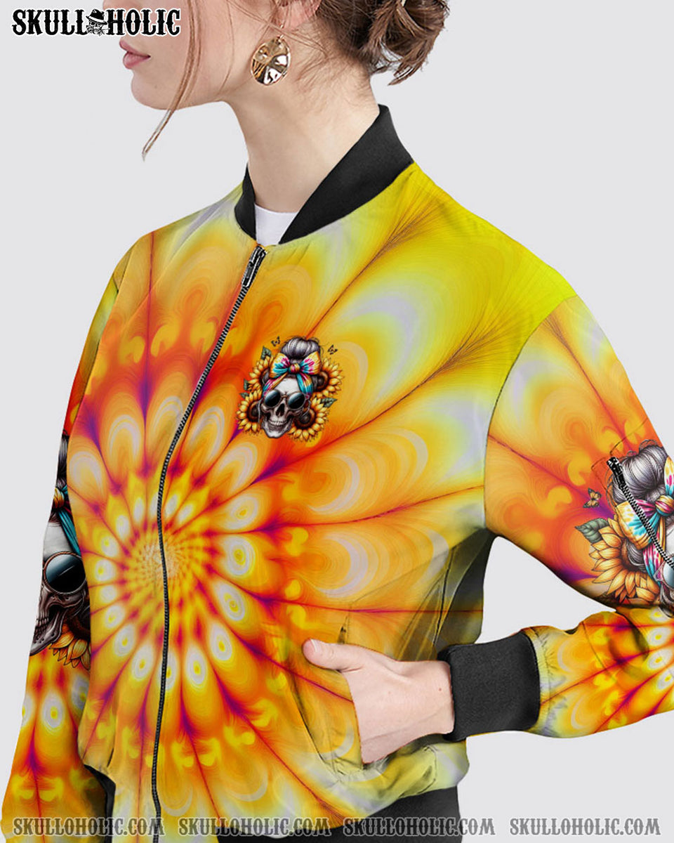 SHE IS SUNSHINE SKULL TIE DYE BOMBER JACKET TLTW0711237 Skulloholic