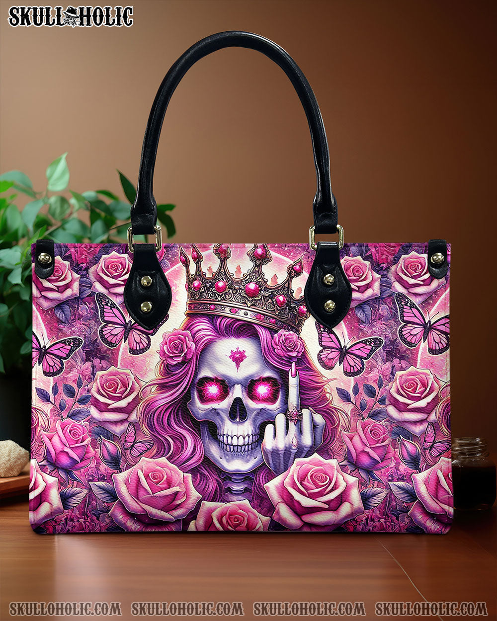 SKULL QUEEN ROSE LEATHER HANDBAG   - TLHG1211243