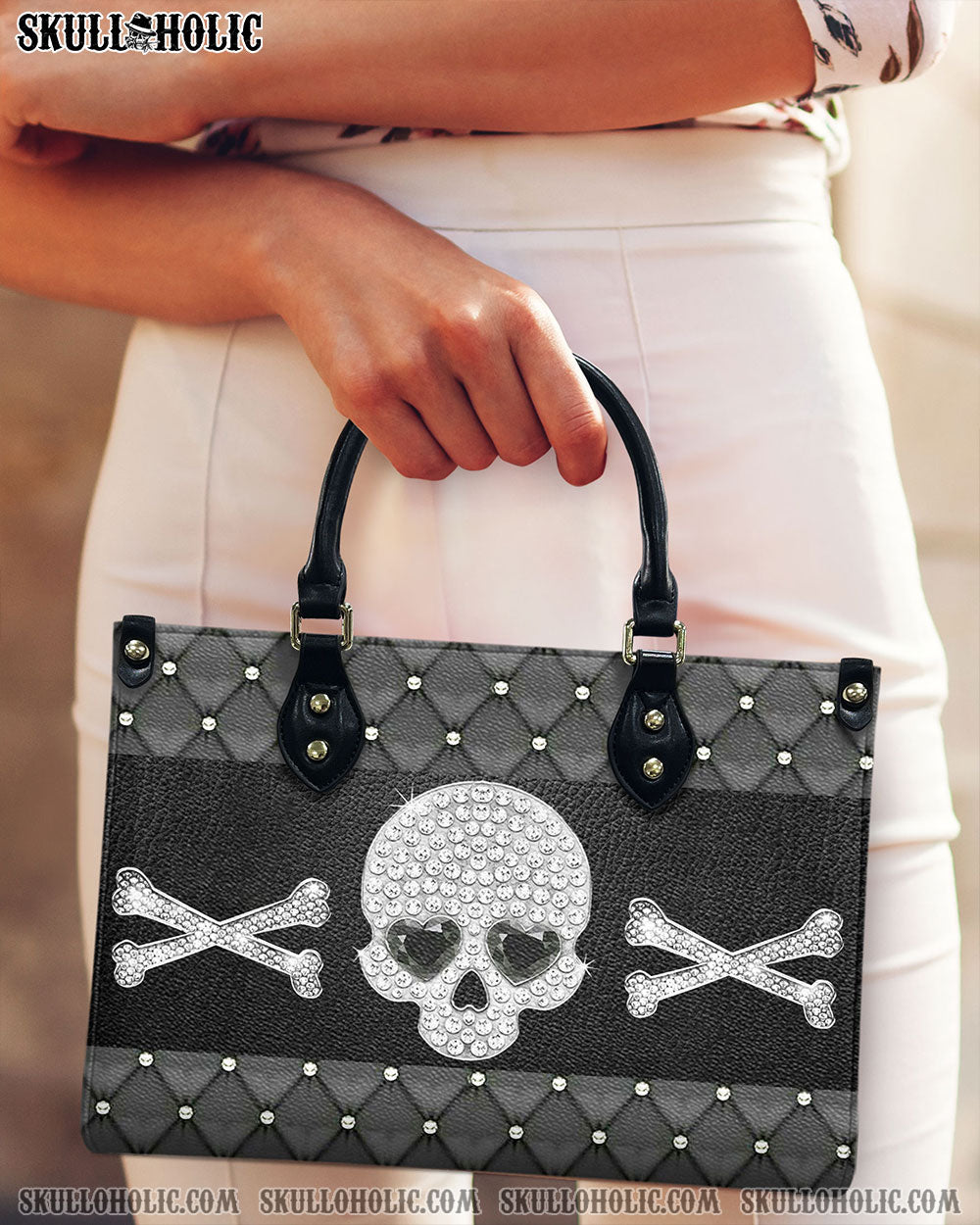 DIAMOND SKULL LEATHER HANDBAG - YHHN2008242