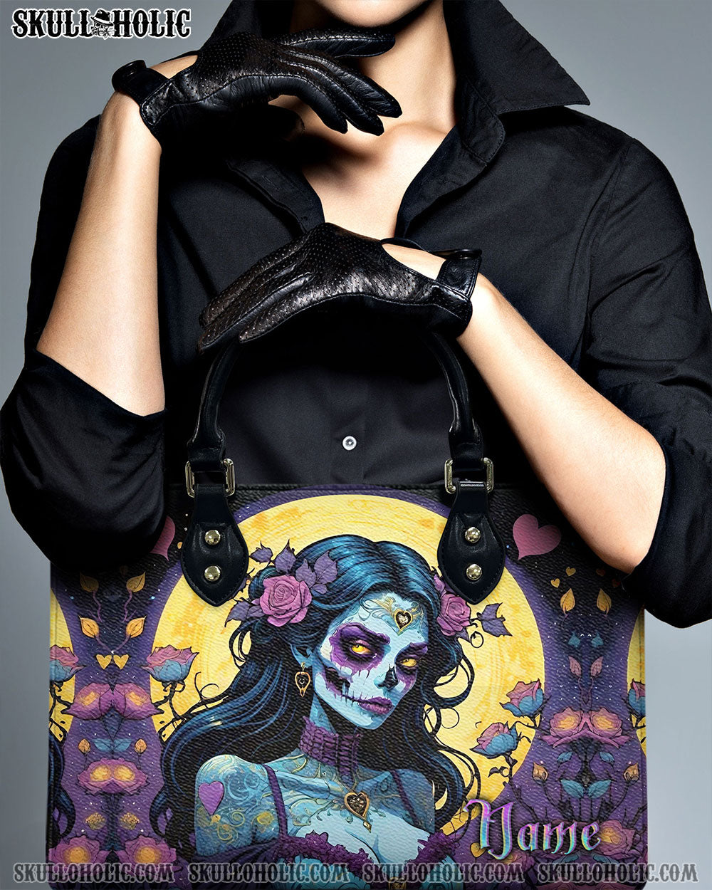 SUGAR SKULL LADY LEATHER HANDBAG - YHLT2012244