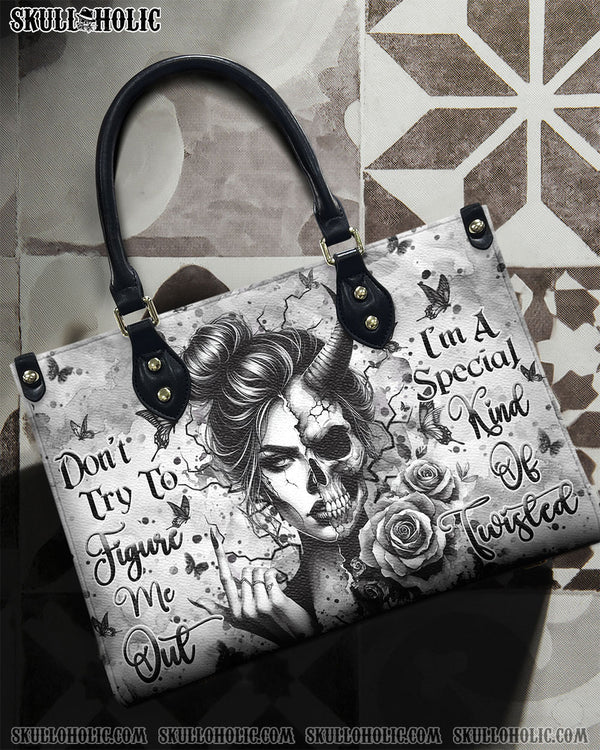 DON'T TRY TO FIGURE ME OUT SKULL LADY LEATHER HANDBAG - YHHN0411244