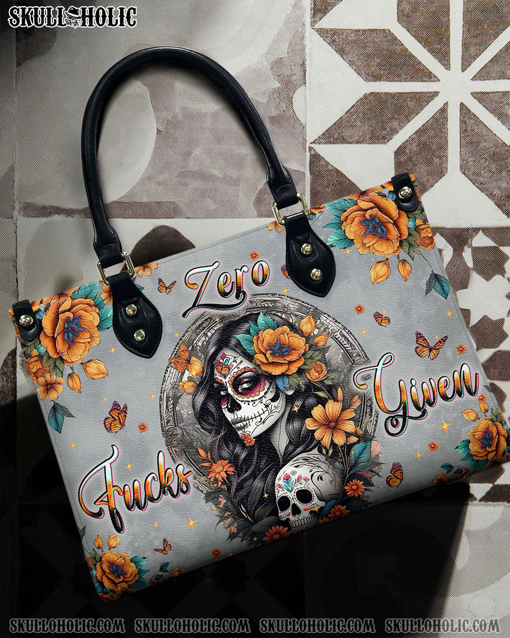 ZERO F GIVEN SUGAR SKULL LEATHER HANDBAG  - TLPQ1710244