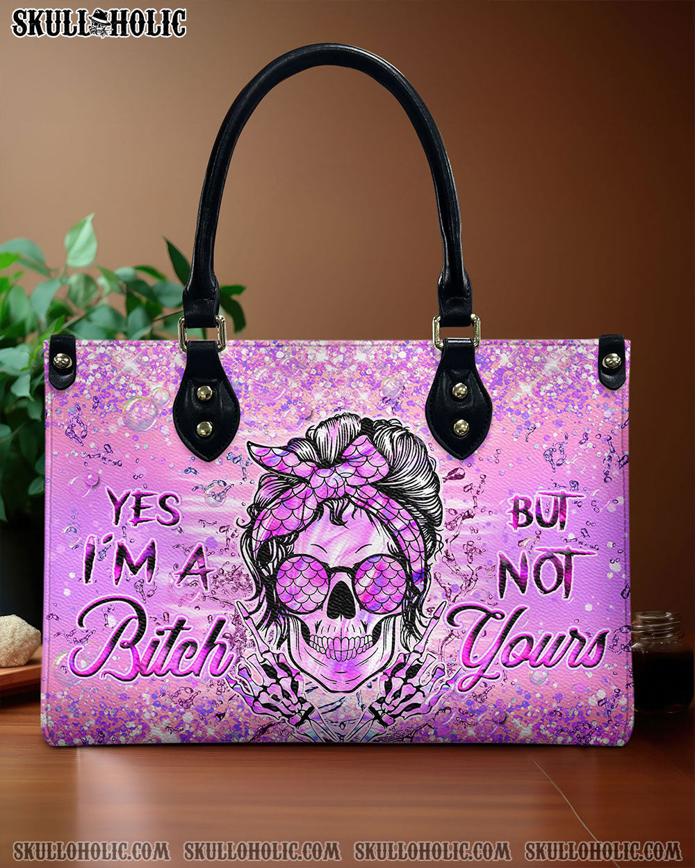 YES I'M A B BUT NOT YOURS LEATHER HANDBAG - YHHN0307244