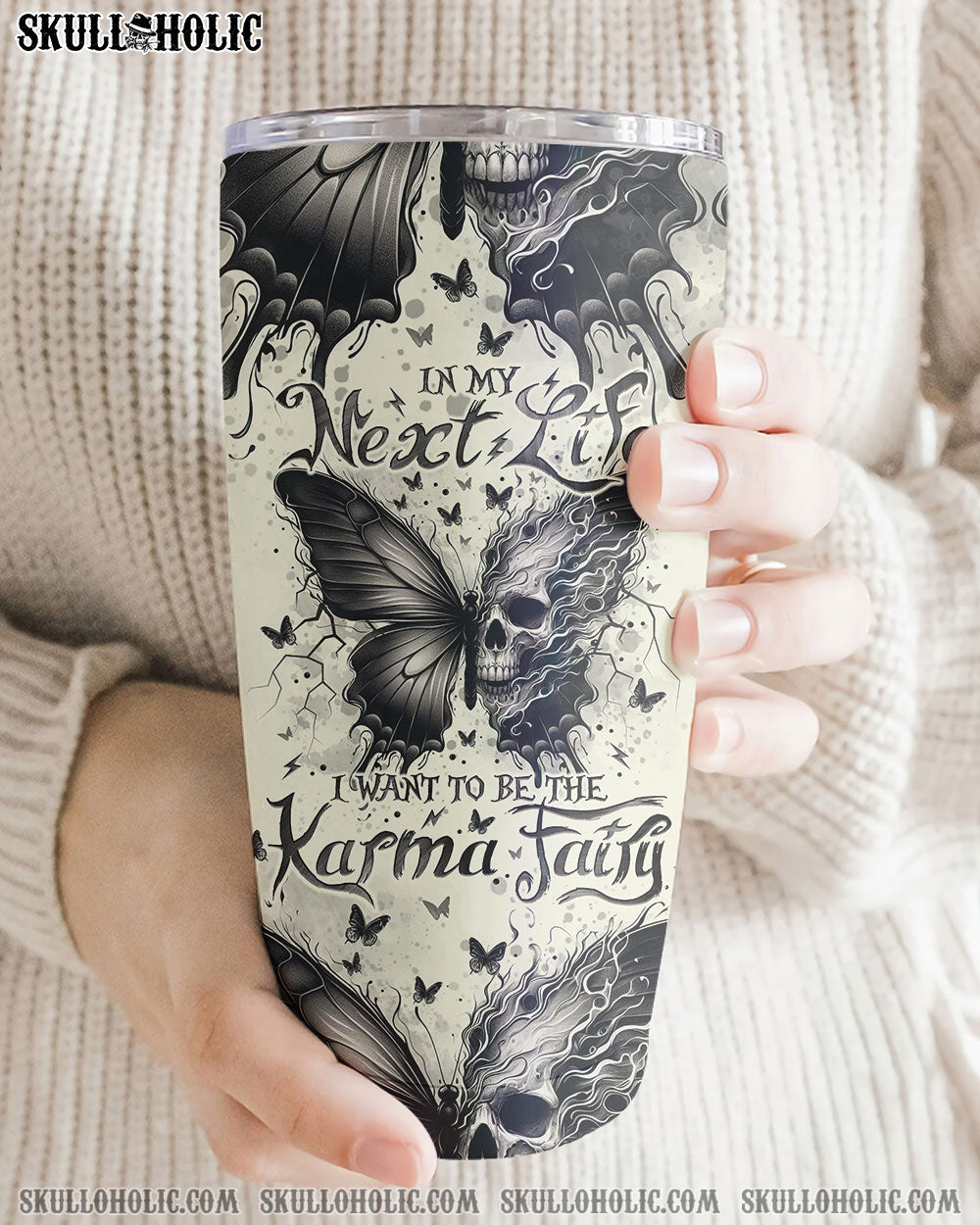 KARMA FAIRY SKULL BUTTERFLY TUMBLER - TLNO2308243