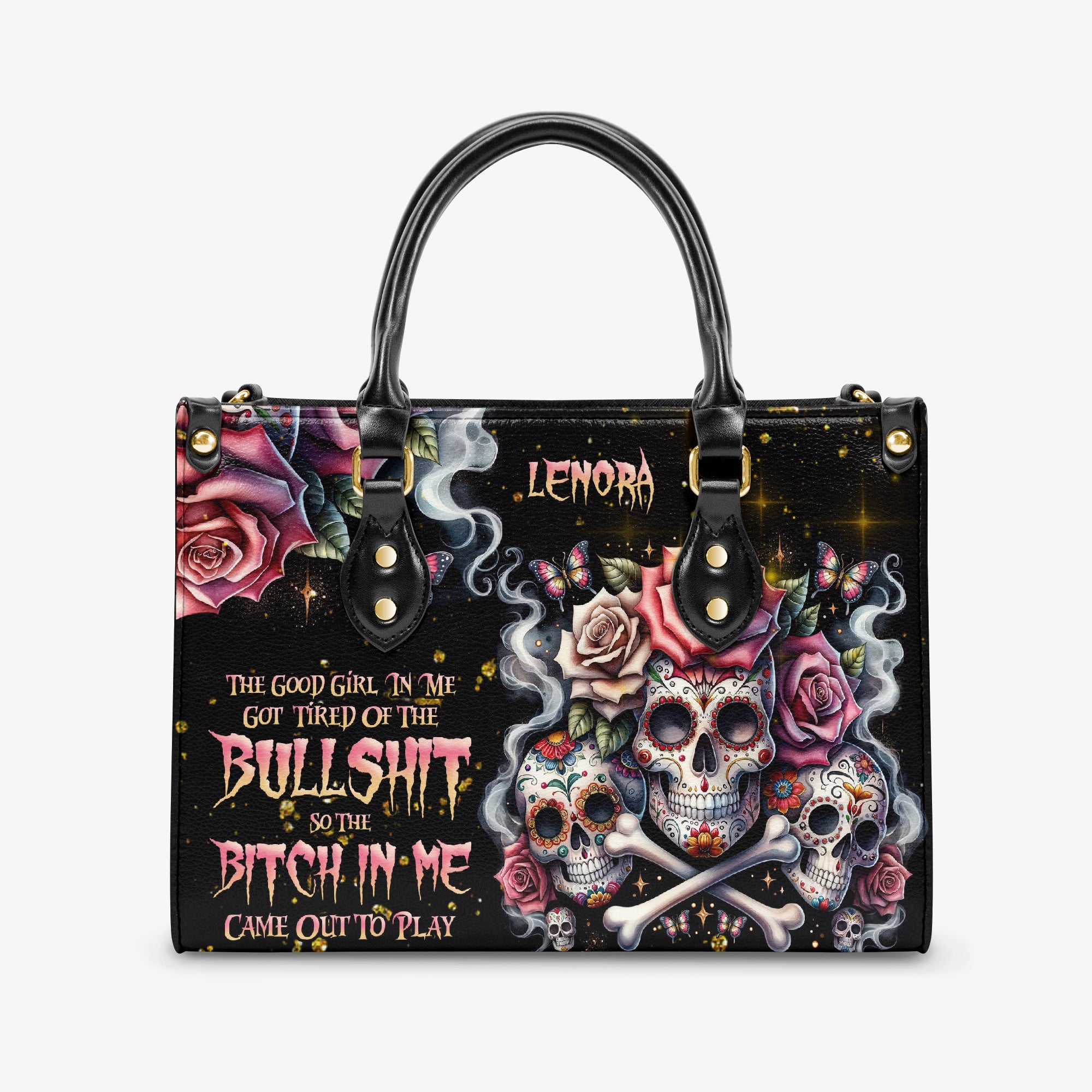 THE GOOD GIRL IN ME BONES SUGAR SKULL LEATHER HANDBAG - TLNZ2203241