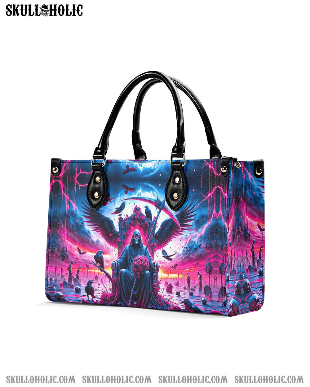 SKULL REAPER IN HELL LEATHER HANDBAG - YHDU2808244