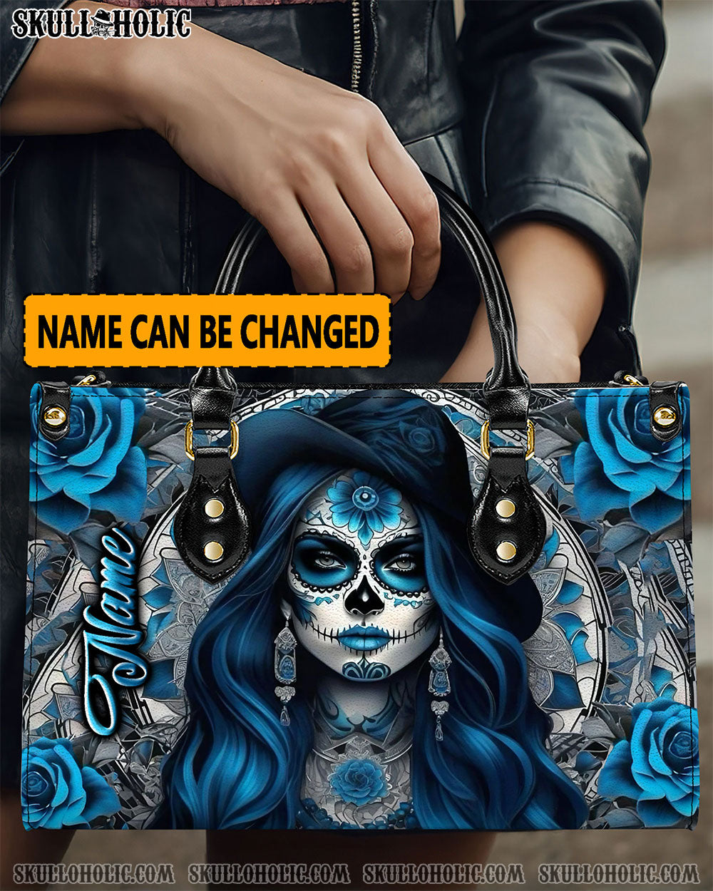 SUGAR SKULL LADY LEATHER HANDBAG - YHLN0412244