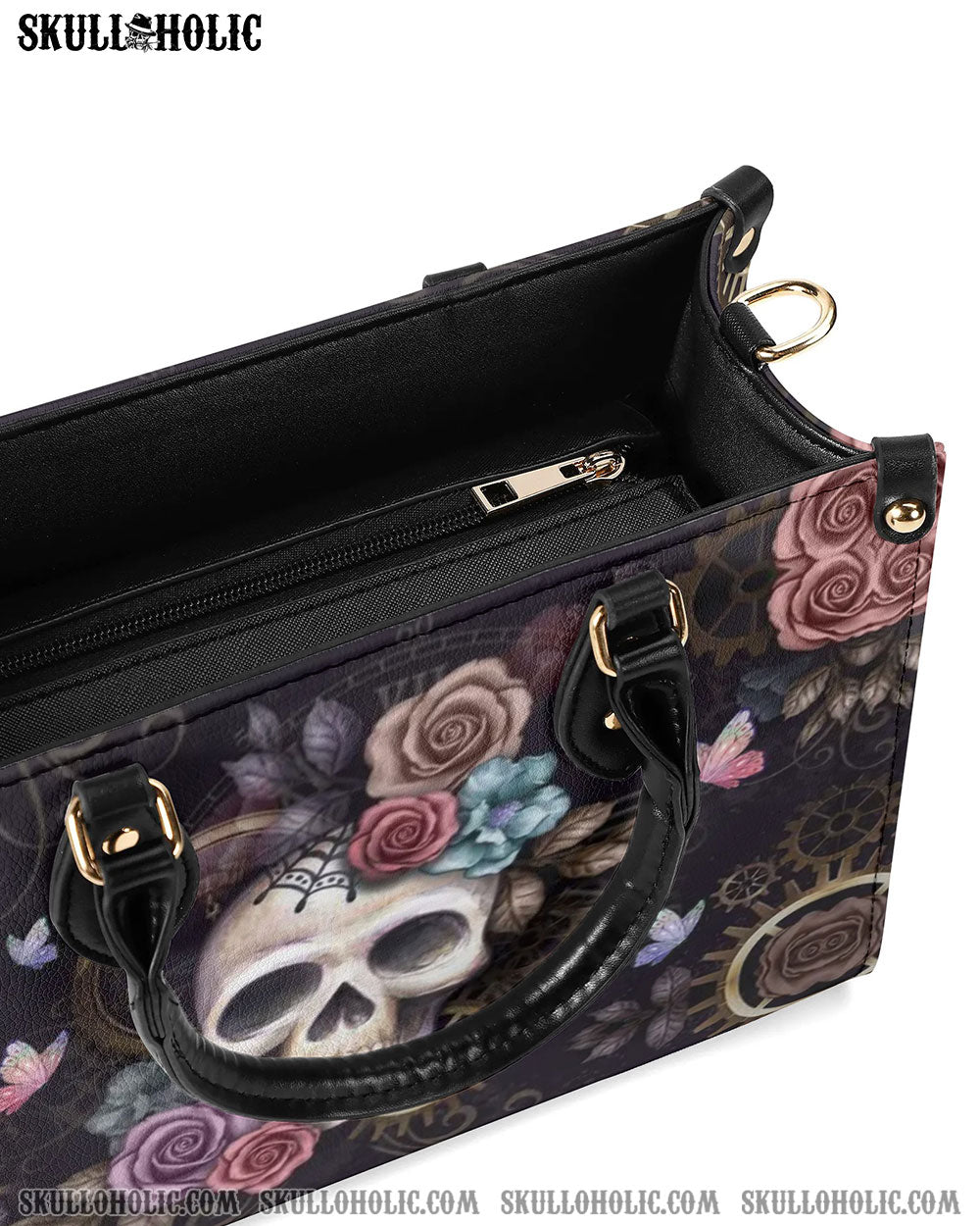 SKULL FLOWER LEATHER HANDBAG - YHDU1308242