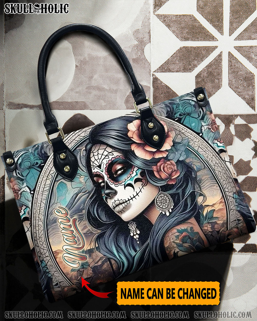 SUGAR SKULL LADY LEATHER HANDBAG - YHLN1912244