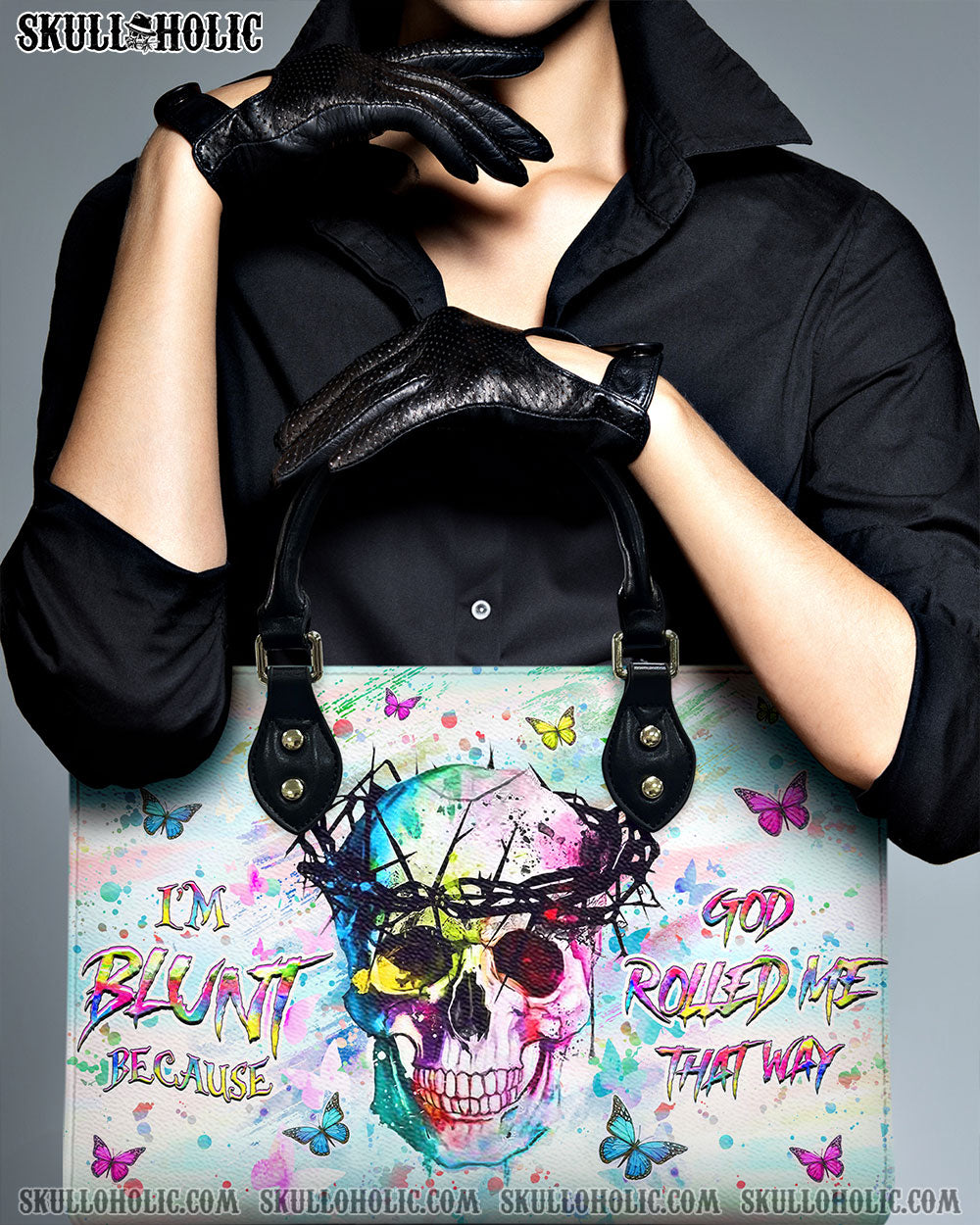 I'M BLUNT BECAUSE GOD ROLLED ME LEATHER HANDBAG - YHHG2709244