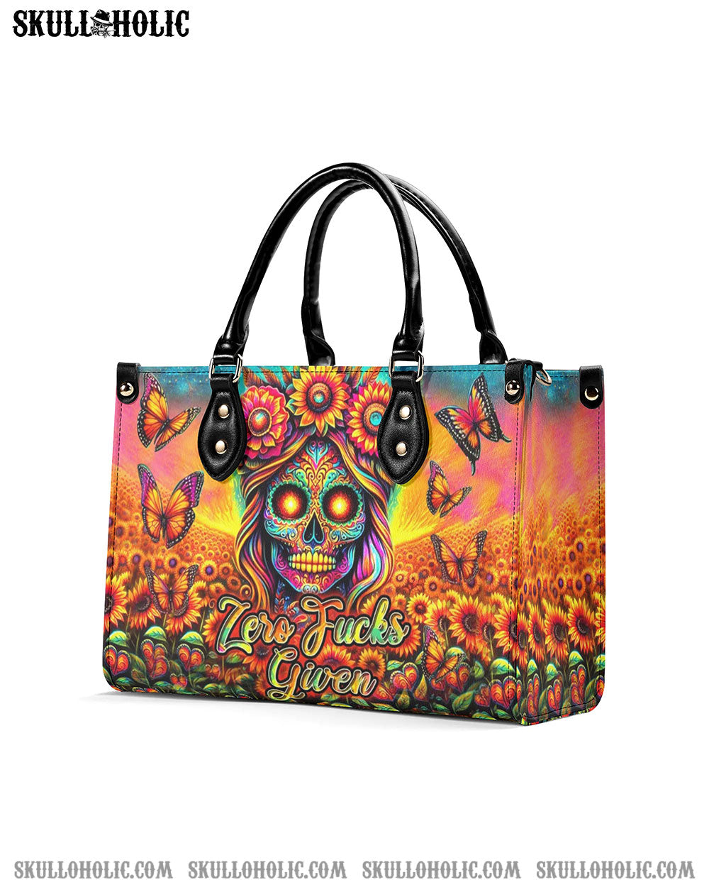 ZERO F GIVEN SKULL SUNFLOWER LEATHER HANDBAG - YHHN3005243