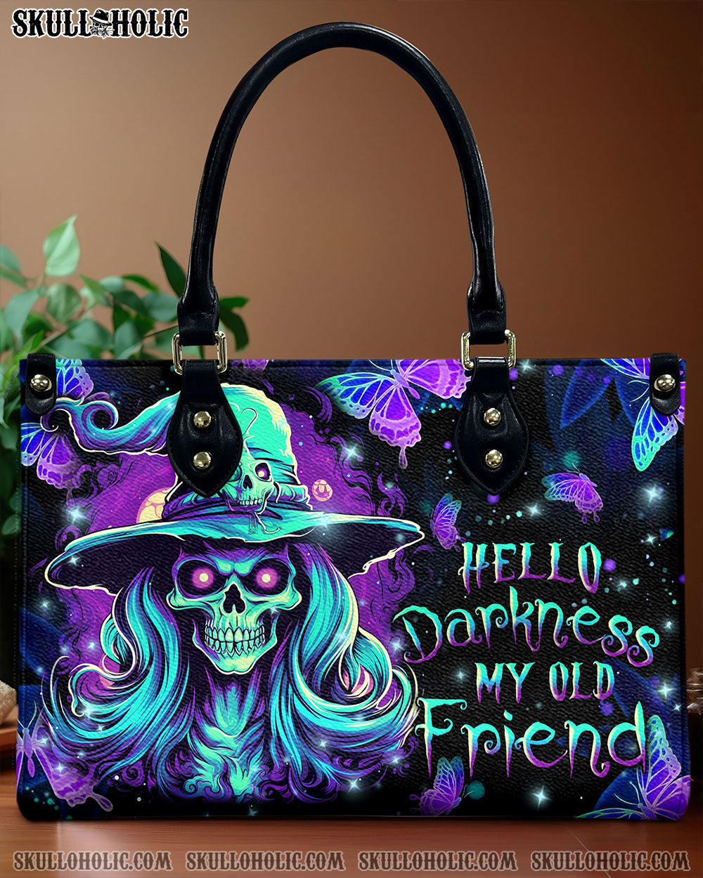 HELLO DARKNESS MY OLD FRIEND HALLOWEEN LEATHER HANDBAG - YHLN1508244