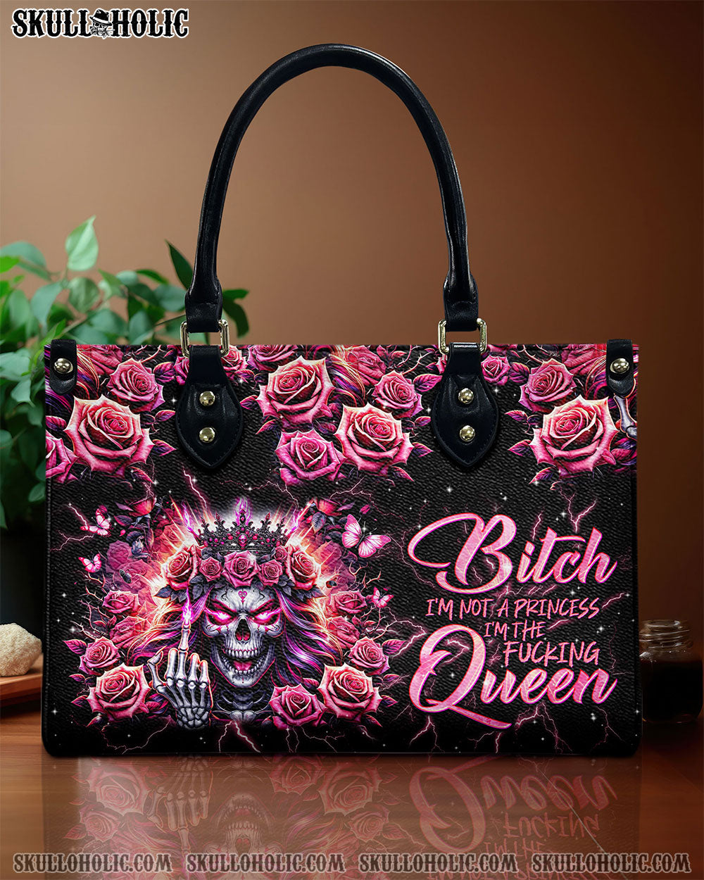 I'M THE FKING QUEEN SKULL LEATHER HANDBAG - TLNT1706244