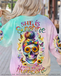 SHE IS SUNSHINE MESSY BUN SKULL ALL OVER PRINT - TLNZ1711232