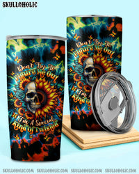 DON'T TRY TO FIGURE ME OUT SKULL SUNFLOWER TUMBLER - TLTW0911243