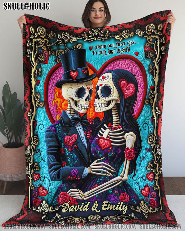 PERSONALIZED SKULL COUPLE FLEECE BLANKET - YHDU0602252