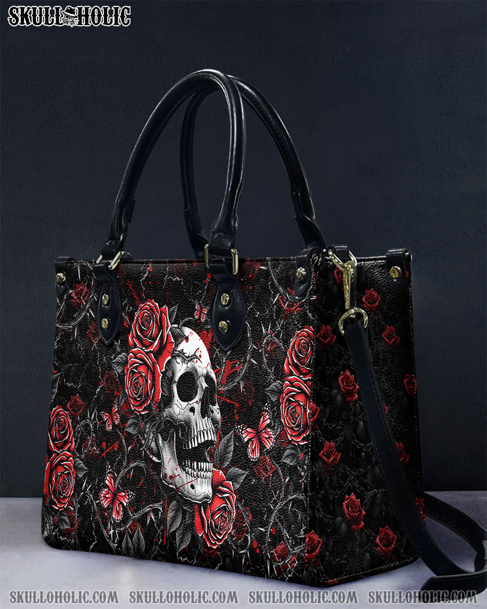 SKULL ROSES LEATHER HANDBAG - YHHG1811244