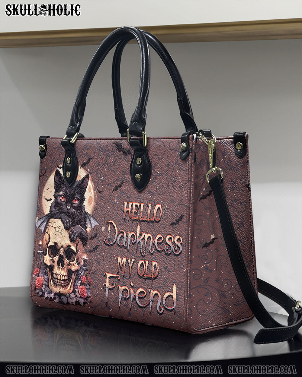 HELLO DARKNESS MY OLD FRIEND HALLOWEEN LEATHER HANDBAG - YHHN2608244