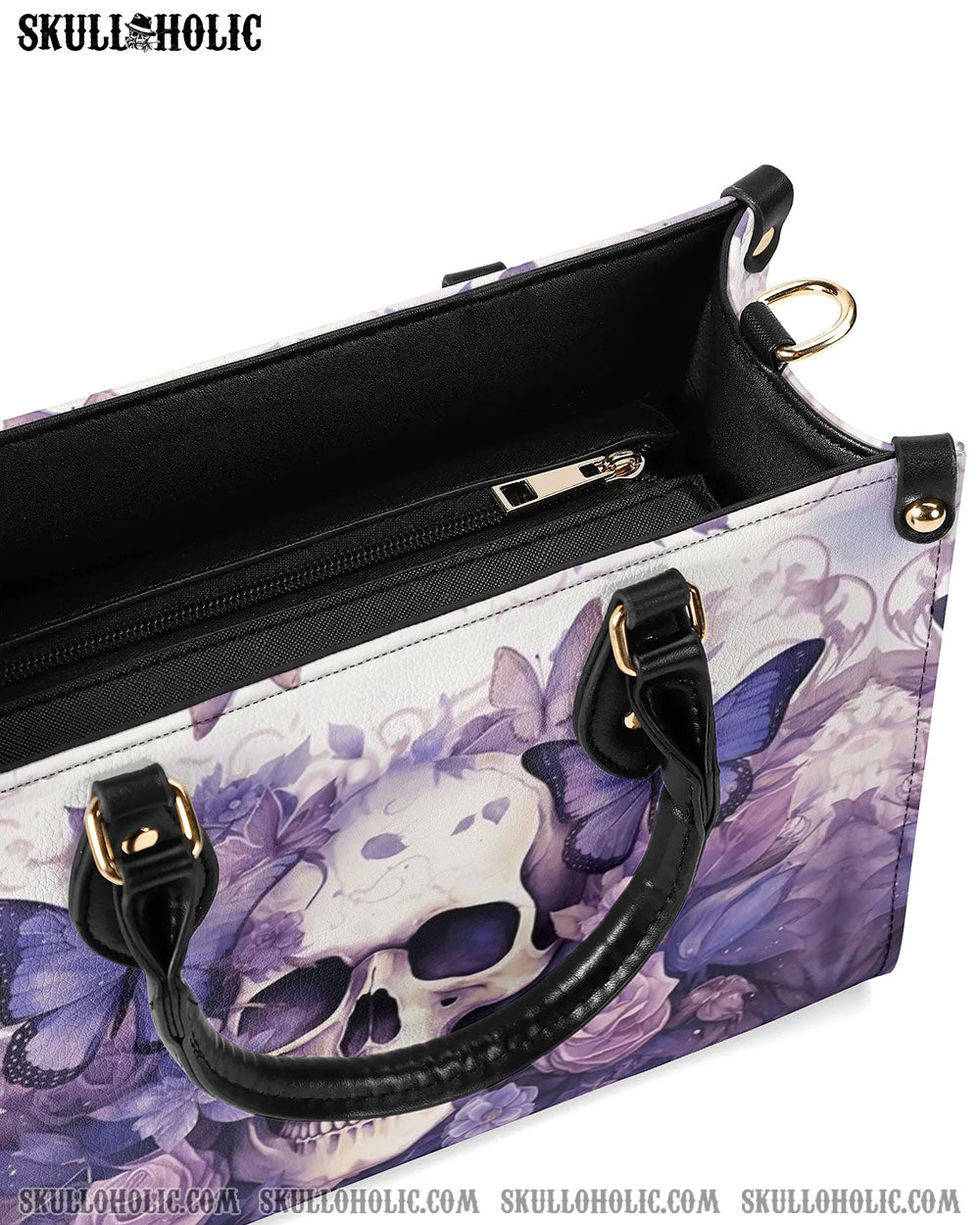 SKULL FLORAL LEATHER HANDBAG - YHDU1007241