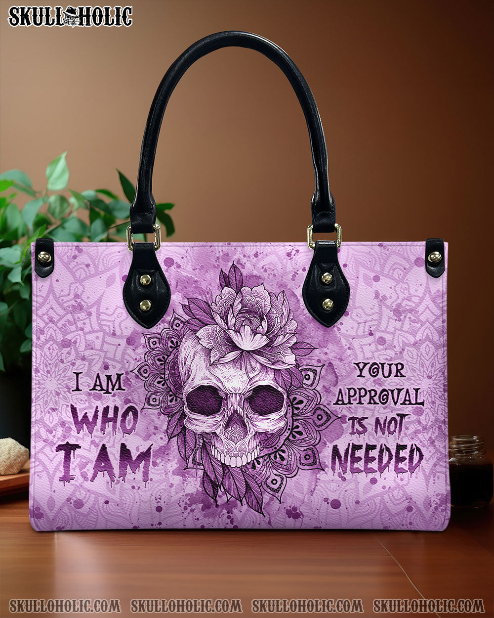 I AM WHO I AM SKULL LEATHER HANDBAG - YHHG1408244