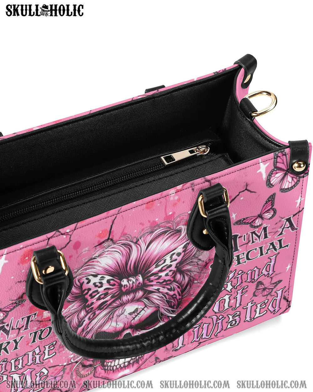 DON'T TRY TO FIGURE ME OUT SKULL LEATHER HANDBAG - YHDU0306245