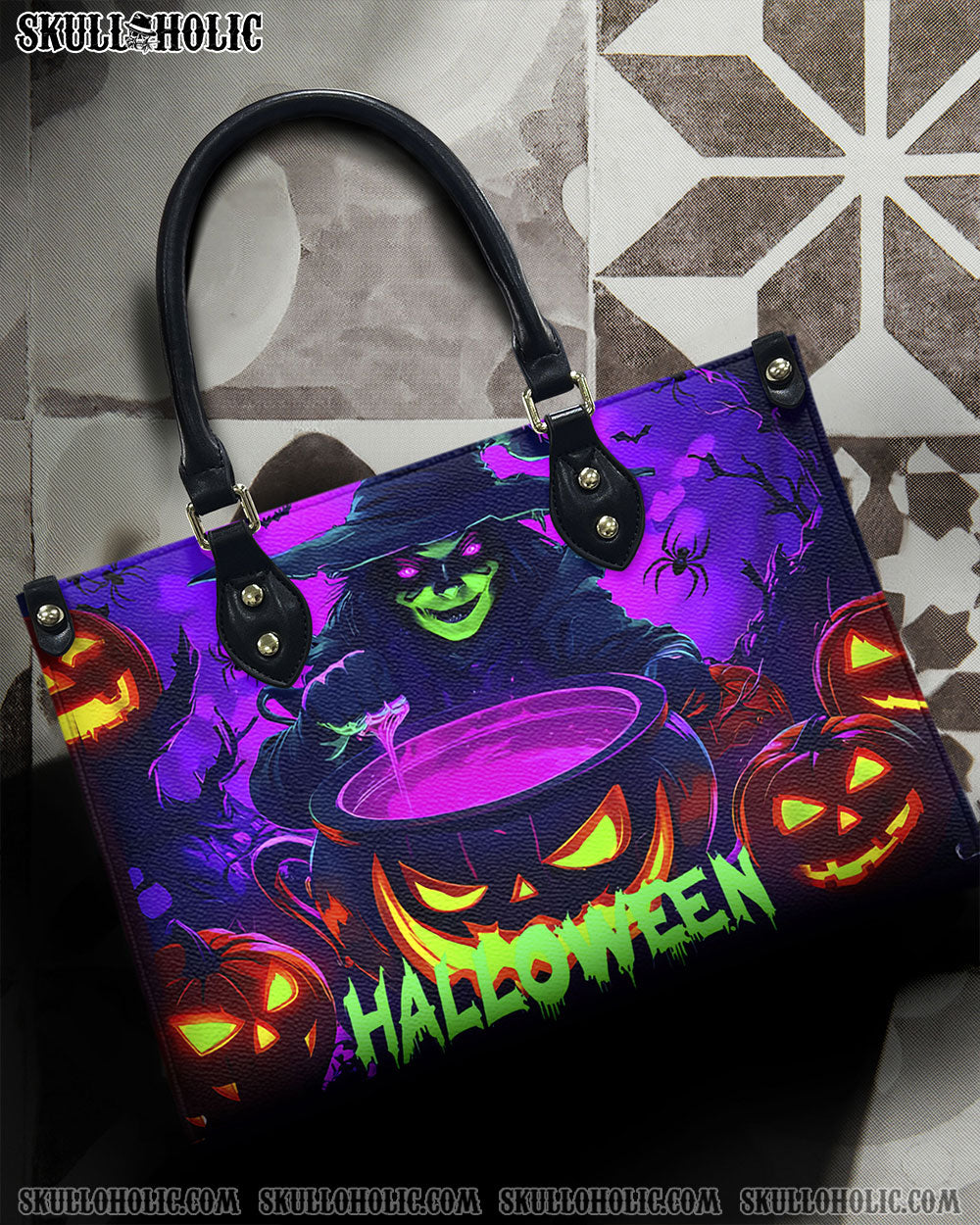 SCARY WITCH HALLOWEEN LEATHER HANDBAG - YHHN2908244