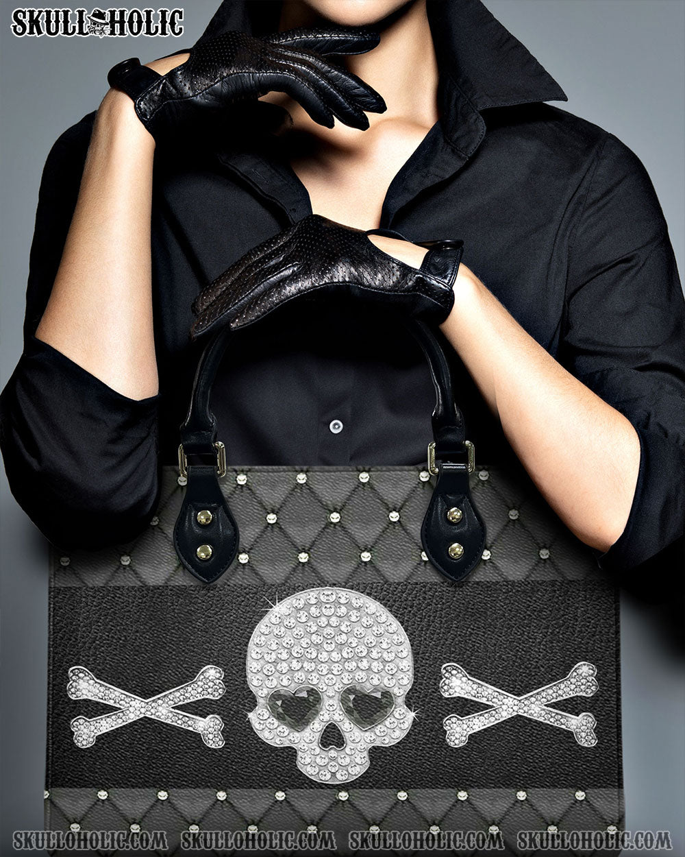 DIAMOND SKULL LEATHER HANDBAG - YHHN2008242