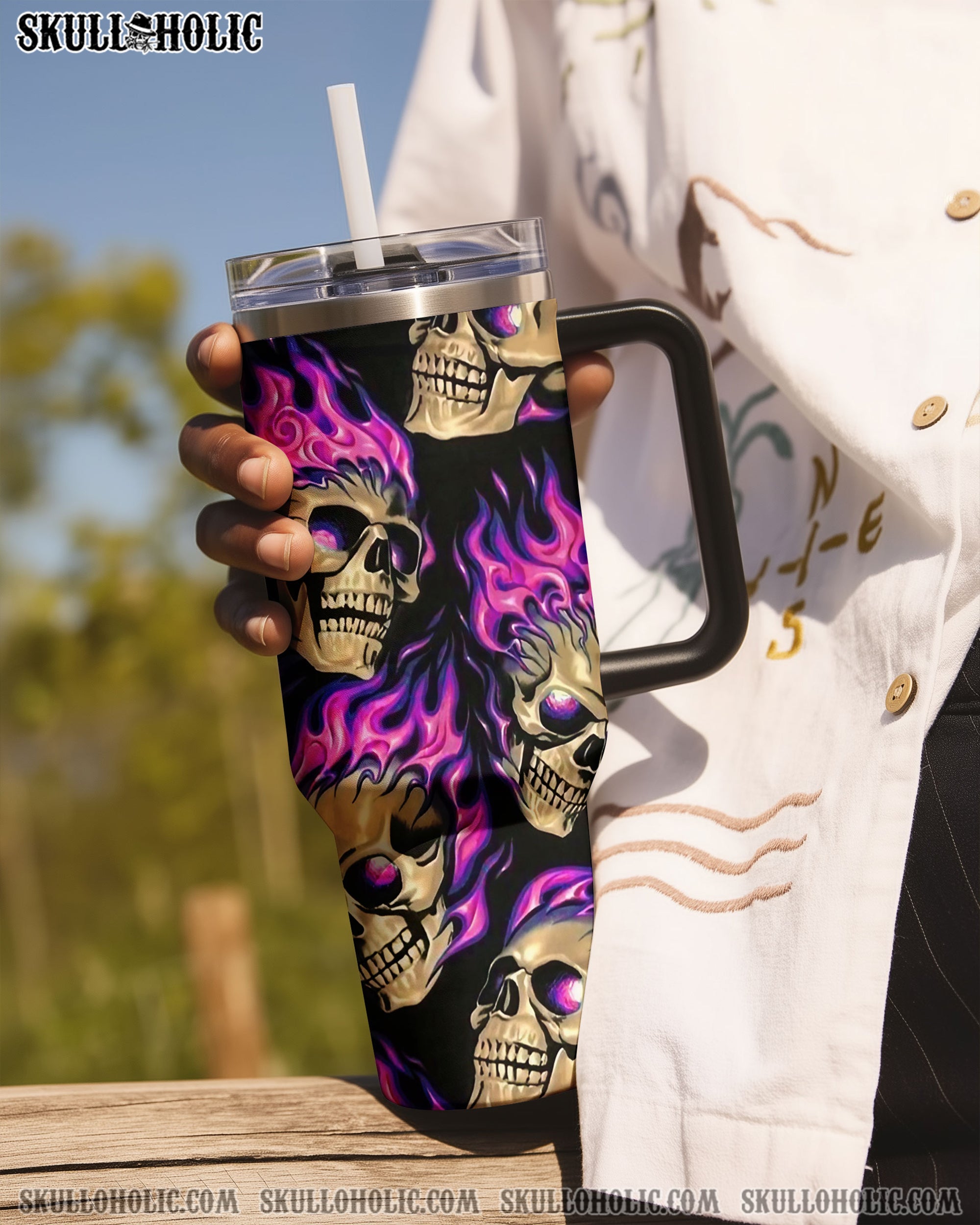 PINK FIRE SKULL TUMBLER - YHLT2608254