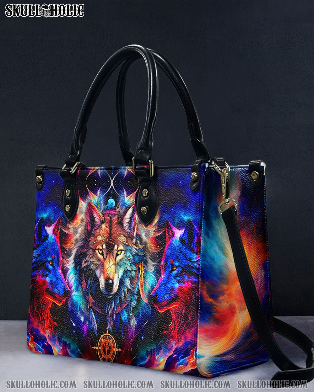 THREE WOLVES LEATHER HANDBAG - YHHG0210244