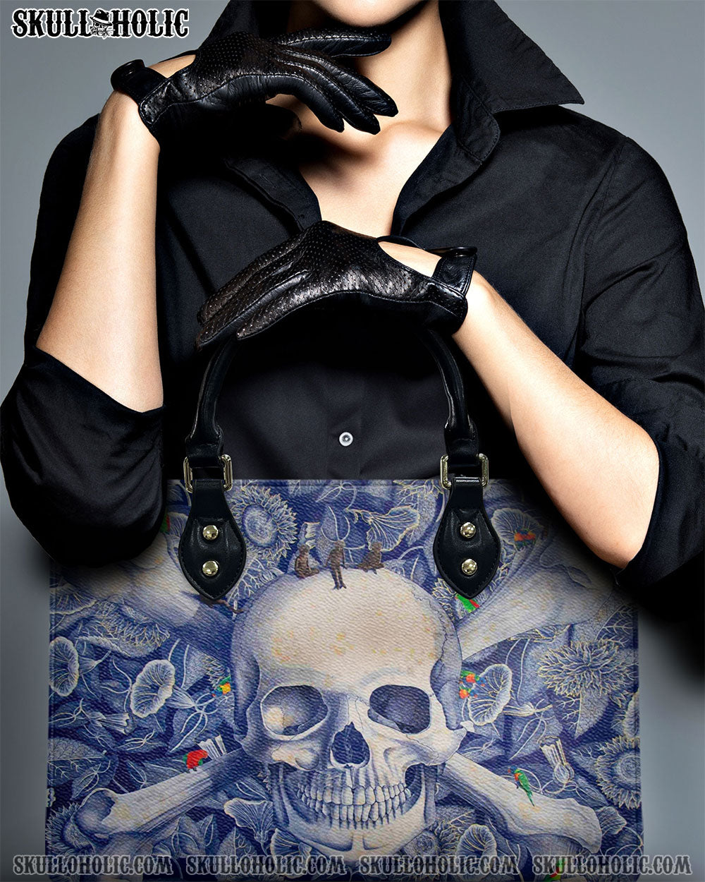 SKULL FLOWER LEATHER HANDBAG - YHHN2409244