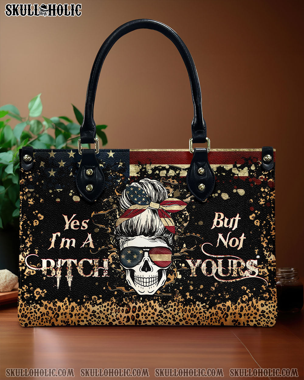 YES I'M A B BUT NOT YOURS LEATHER HANDBAG - YHHG2407244