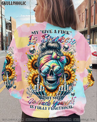 MY GIVE A F IS BROKEN MESSY BUN SKULL ALL OVER PRINT - TLTR0311232