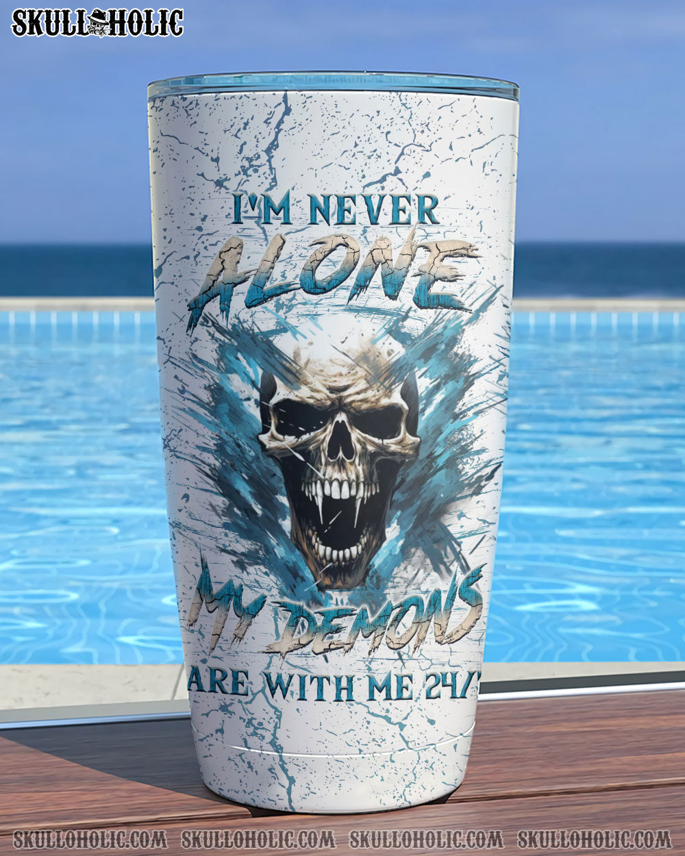 I'M NEVER ALONE SKULL DEMON TUMBLER - YHLN0507241