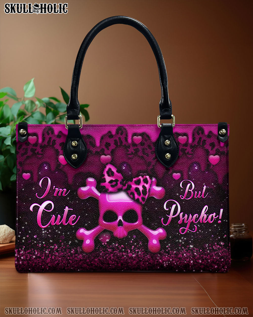 I'M CUTE BUT PSYCHO LEATHER HANDBAG - YHHG0908244