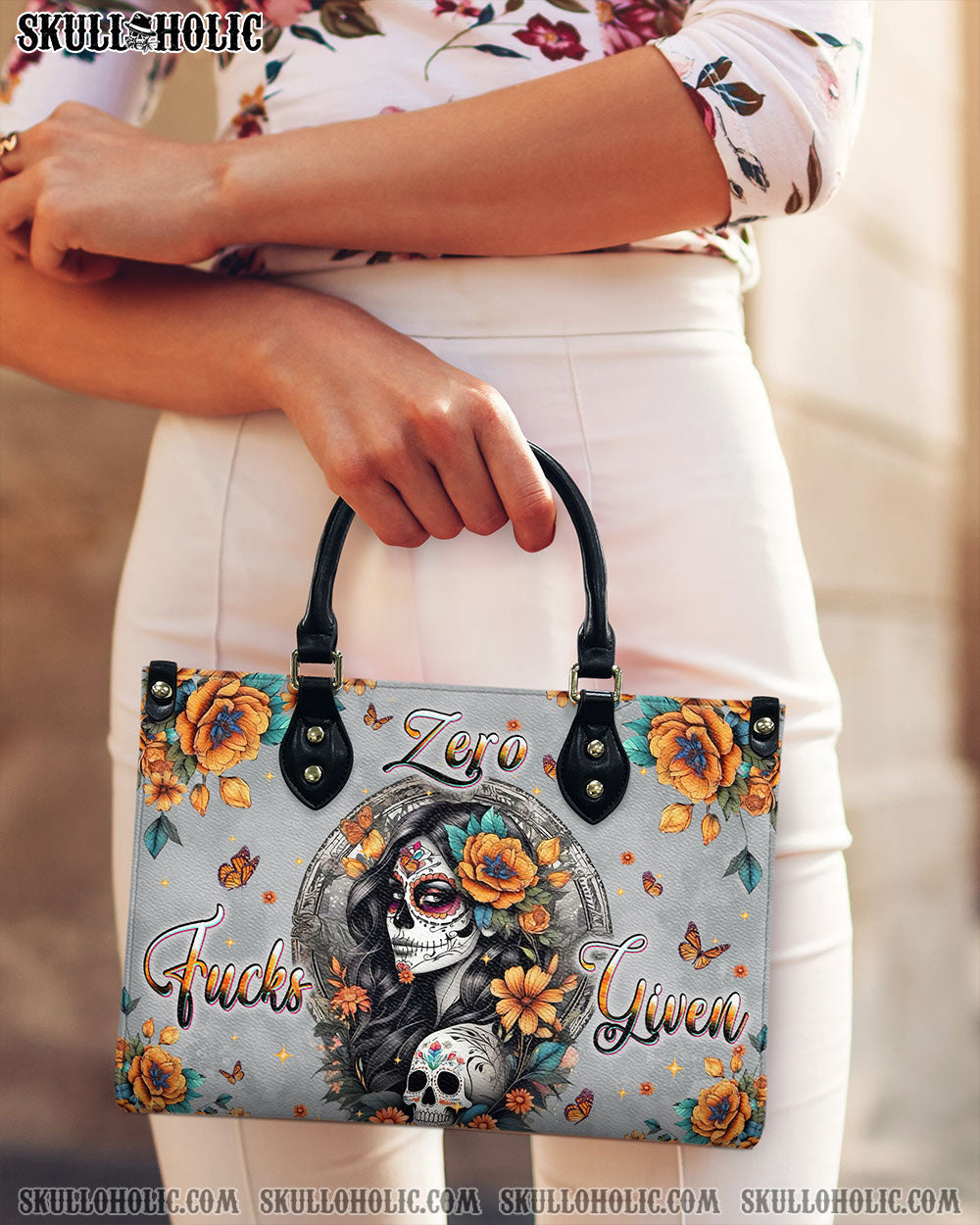 ZERO F GIVEN SUGAR SKULL LEATHER HANDBAG  - TLPQ1710244