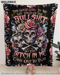 THE GOOD GIRL IN ME BONES SUGAR SKULL WOVEN AND FLEECE BLANKET - TLNZ2201245