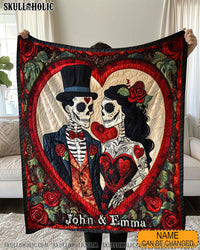 PERSONALIZED SKULL COUPLE FLEECE BLANKET - YHDU2002254