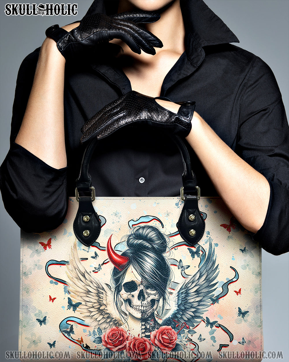 SKULL LADY EVIL LEATHER HANDBAG - YHHG1309244