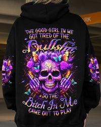 THE GOOD GIRL IN ME GOT TIRED SKULL SUNFLOWERS ALL OVER PRINT - YHDU0412231