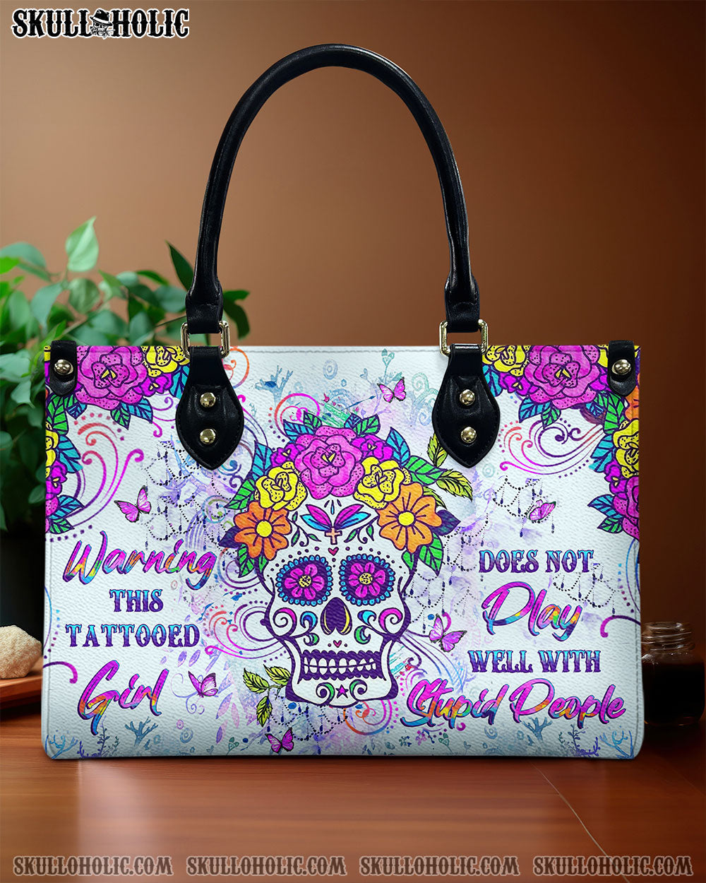 WARNING THIS TATTOOED GIRL LEATHER HANDBAG - YHLT0910244