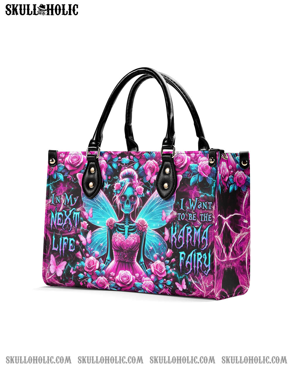 KARMA FAIRY SKELETON ROSE LEATHER HANDBAG - YHDU0506244