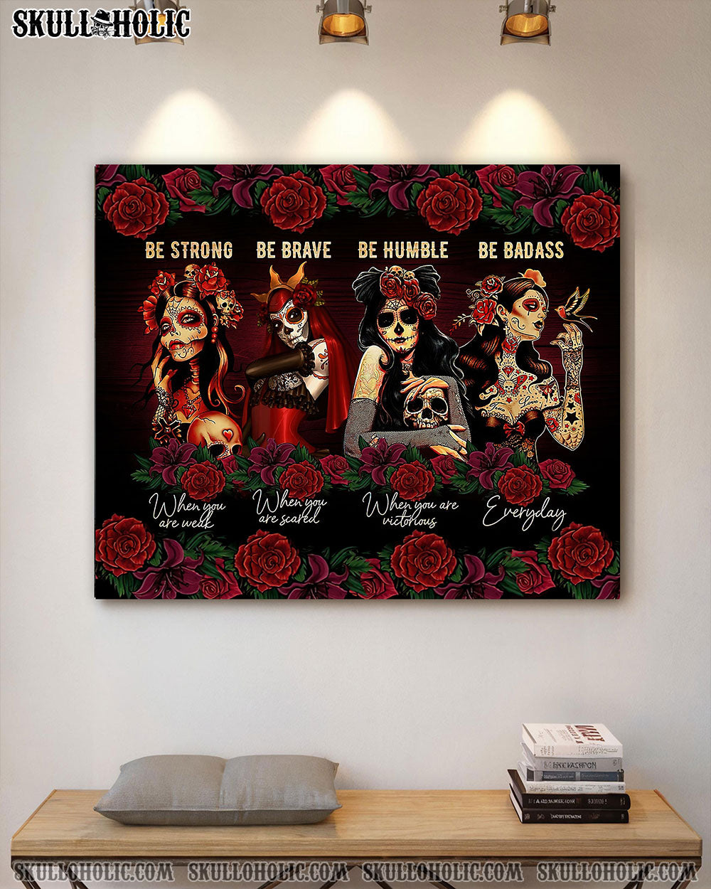 BE STRONG BE BRAVE SKULL LADY CANVAS  - TLNO1401252