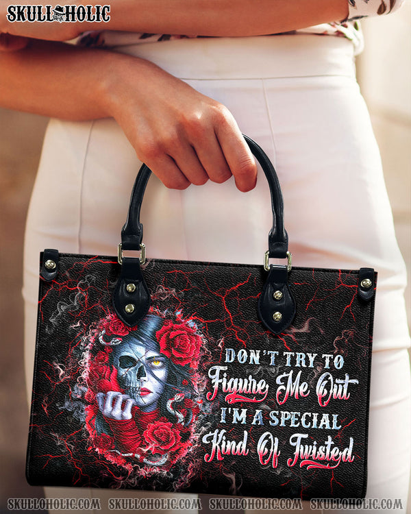 DON'T TRY TO FIGURE ME OUT SKULL LADY LEATHER HANDBAG - TLTW0711245