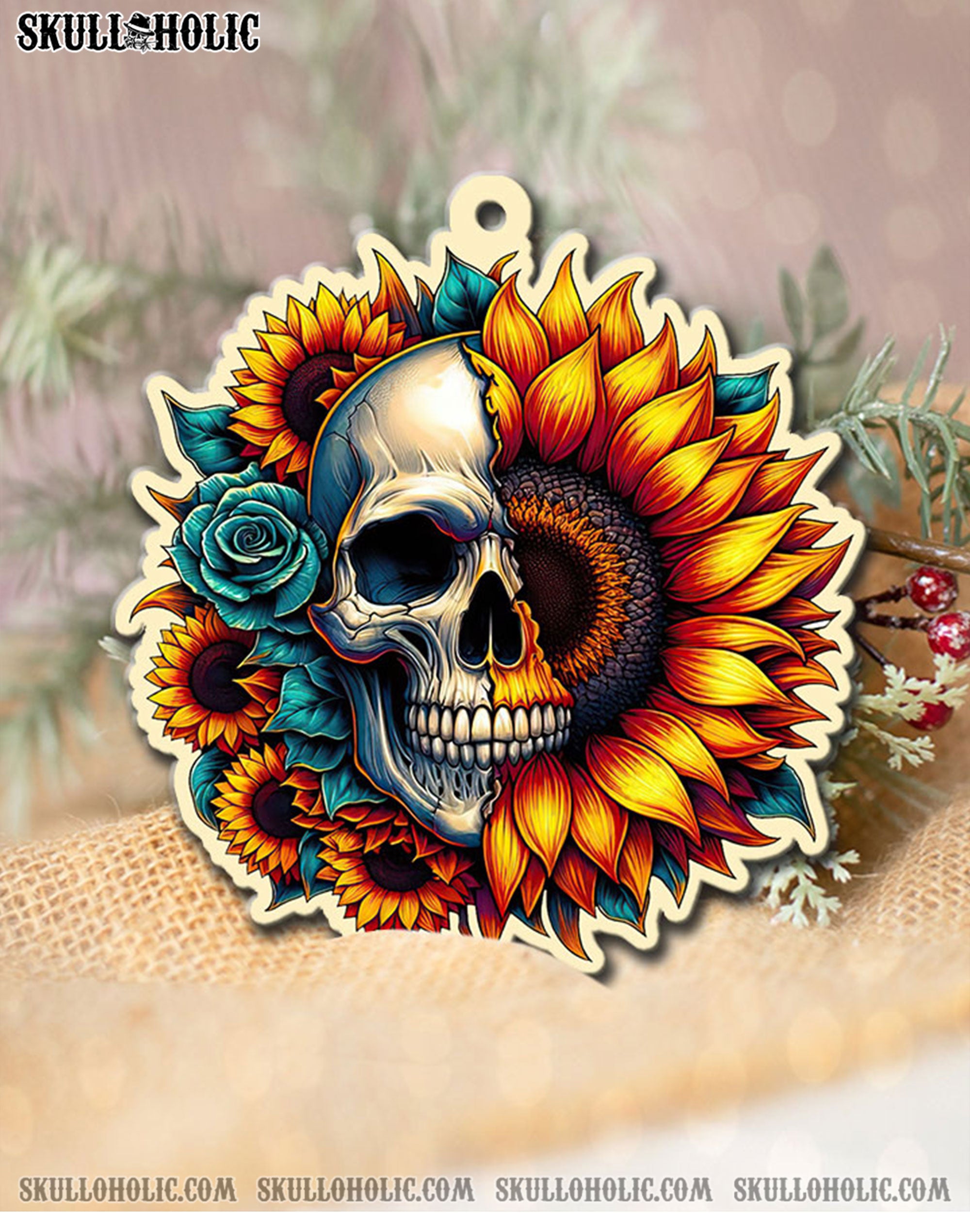 SKULL SUNFLOWER ORNAMENT AND KEYCHAIN - TLTW1408252