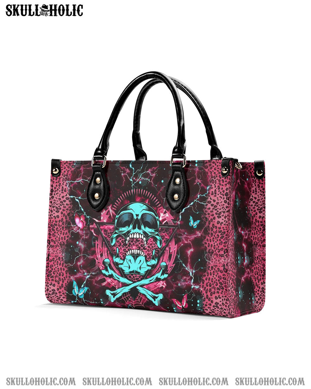 SKULL BONES LEOPARD LEATHER HANDBAG - YHHG2607241