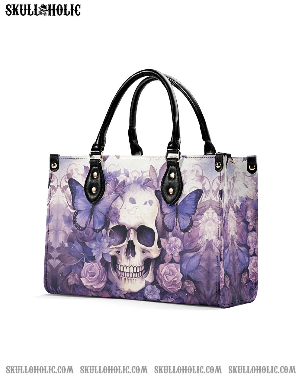 SKULL FLORAL LEATHER HANDBAG - YHDU1007241