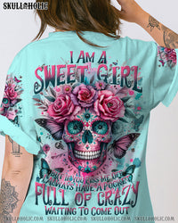 I AM A SWEET GIRL BUT IF YOU PISS ME OFF SKULL FLORAL ALL OVER PRINT - TLNT2311232