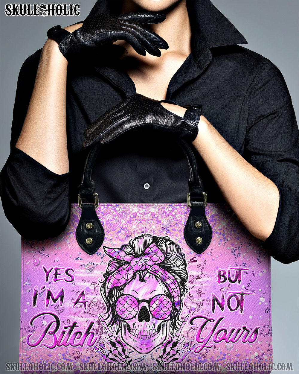 YES I'M A B BUT NOT YOURS LEATHER HANDBAG - YHHN0307244